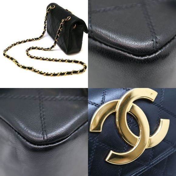 Chanel Matelasse Chain Shoulder Leather Black Gold Shoulder Bag - Picture 7 of 7
